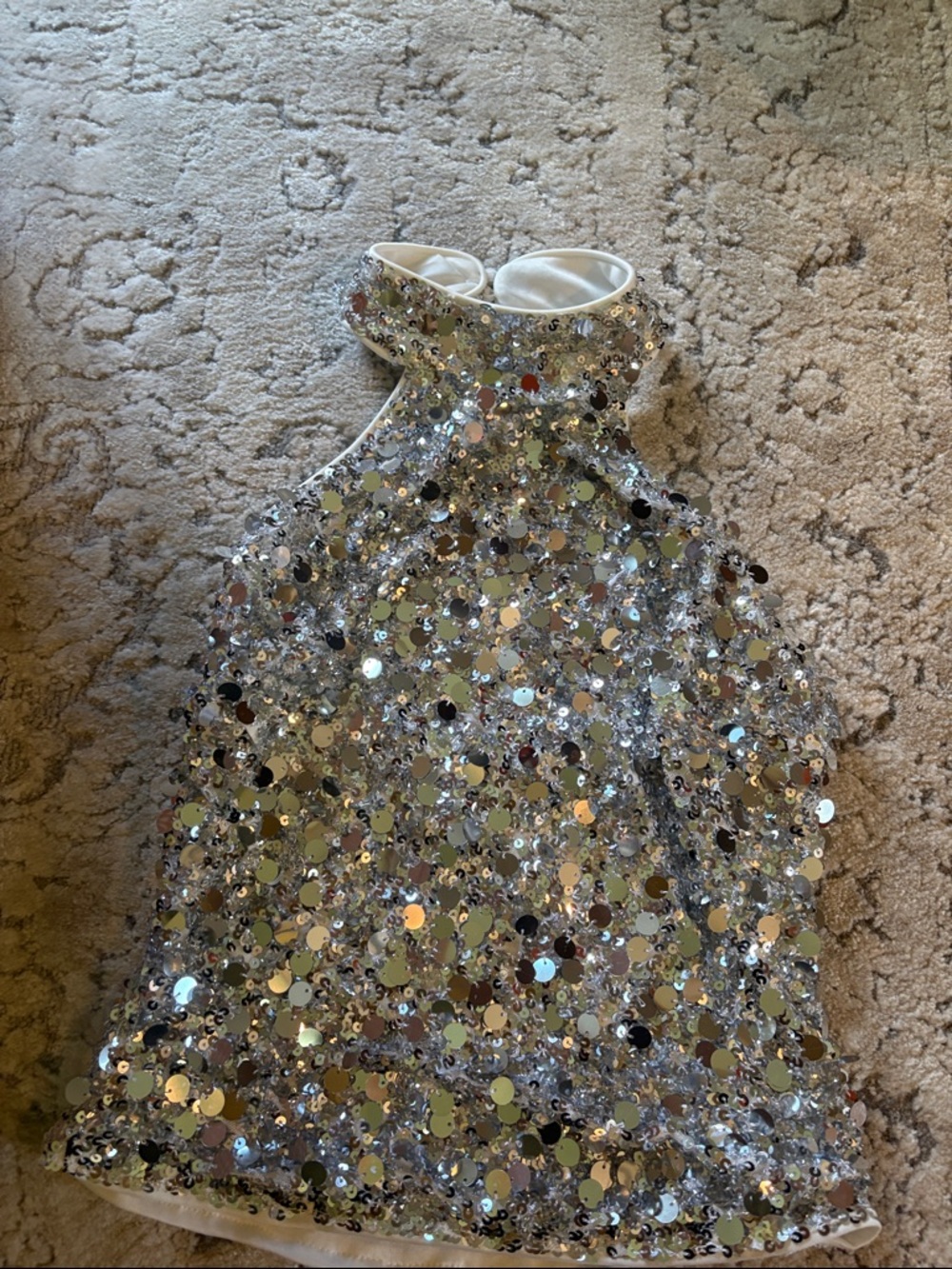 Silver Sequin Halter Dress
